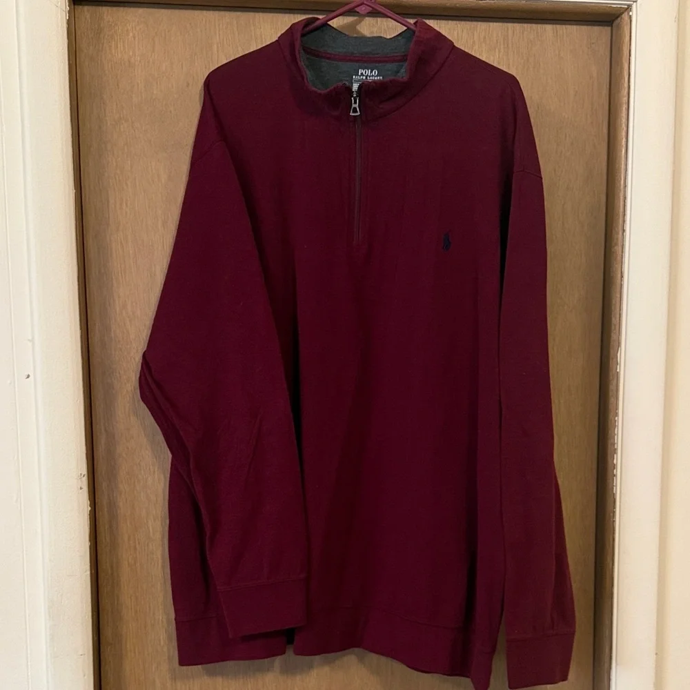 Polo by Ralph Lauren Men's performance Dark Maroon 3/4 Zip-Up 3LT
